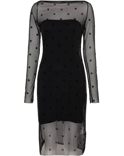 Givenchy Langes Kleid aus 4G-Spitze mit Strass - Schwarz