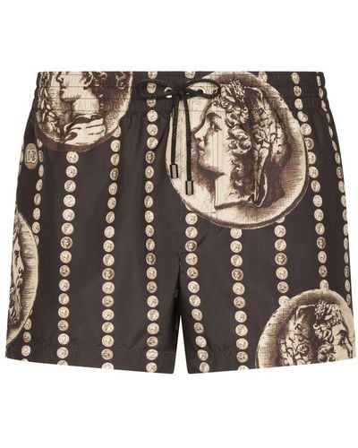 Dolce & Gabbana Short Coin Print Swim Shorts - Black