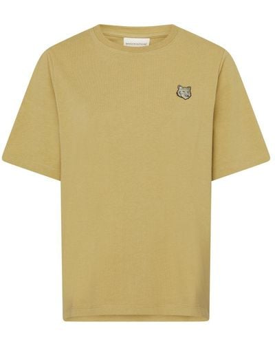 Maison Kitsuné Short-sleeved T-shirt With Bold Fox Head Logo - Yellow