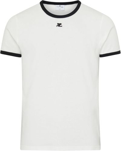 Courreges Kontrast-T-Shirt Signature - Weiß