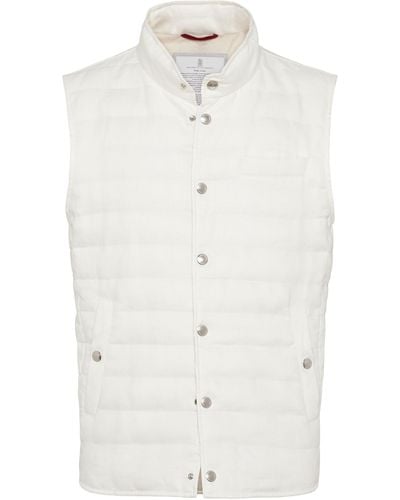 Brunello Cucinelli Gilet à design matelassé - Blanc