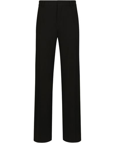 Dolce & Gabbana Pantalon droit en laine stretch - Noir