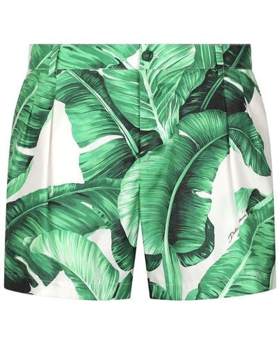 Dolce & Gabbana Swim Shorts With Banana Tree Print - Green
