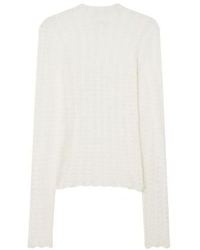 House of Dagmar Lace Knit Top - White