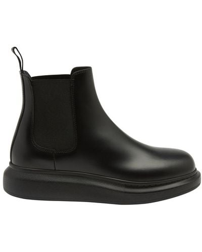 Alexander McQueen Chelsea Leather Ankle Boots - Black