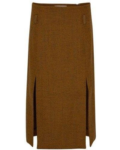 Victoria Beckham Double Layer Split Skirt - Brown