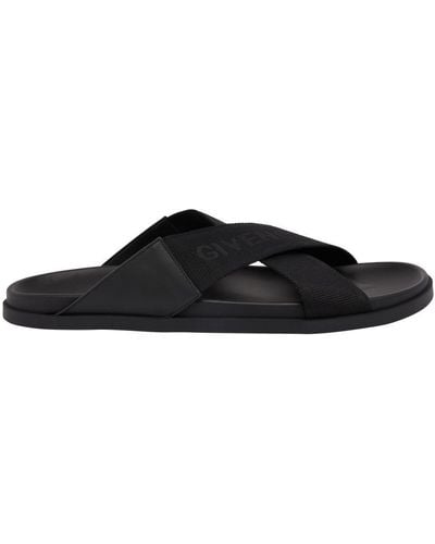 Givenchy G Flat Sandals With Crossed Bands - Black