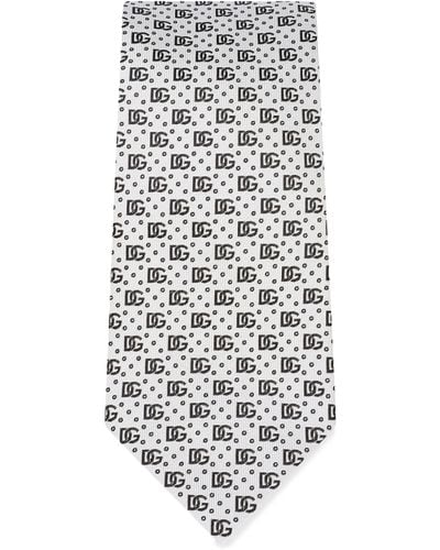 Dolce & Gabbana 8 cm breite Jacquard-Krawatte aus Seide - Weiß
