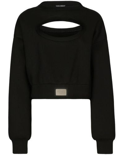 Dolce & Gabbana Technical Jersey Sweatshirt With Cut-out And Tag - Black