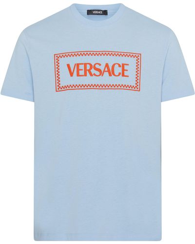 Versace Kurzarm-T-Shirt mit Logo - Blau