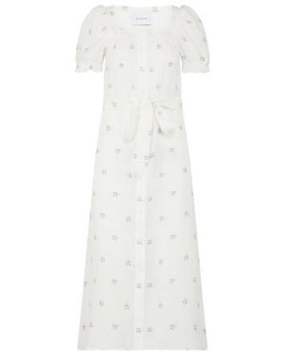 Sleeper Brigitte Linen Midi Dress - White