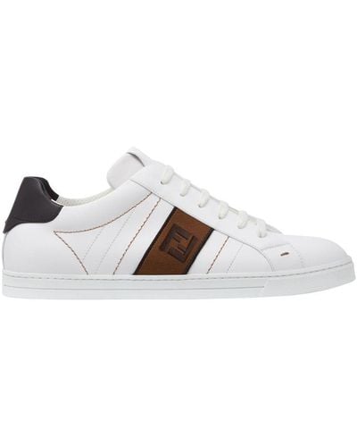 Fendi Logo-print Leather Sneakers - White
