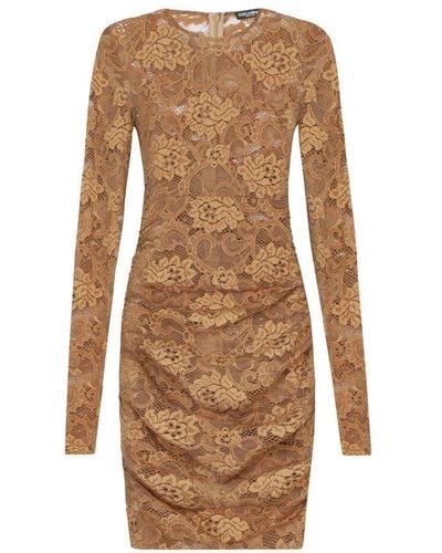 Dolce & Gabbana Short Floral Lace Dress - Brown