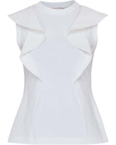 Alexander McQueen Ärmelloses T-Shirt aus Baumwolle - Weiß