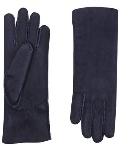 Agnelle Denise Shearling Skin Gloves - Blue