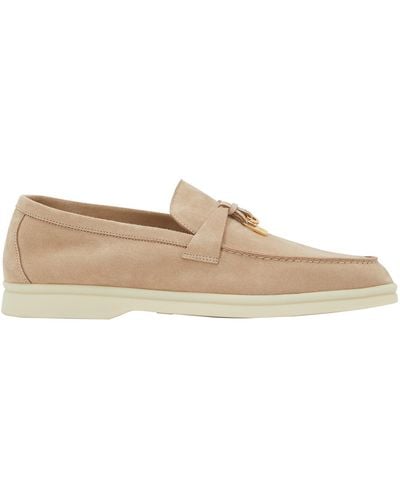 Loro Piana Summer Charms Walk Suede Loafers - Natural