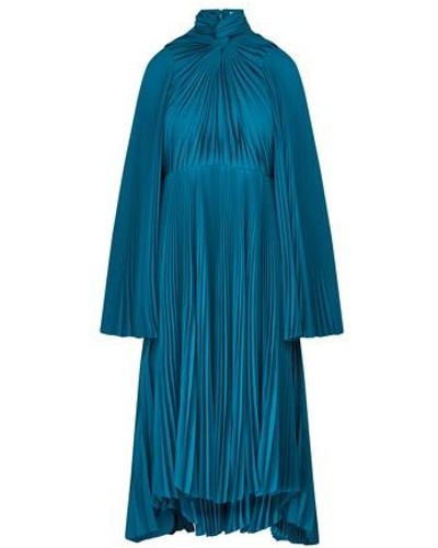 Balenciaga Knotted Drape Dress - Blue