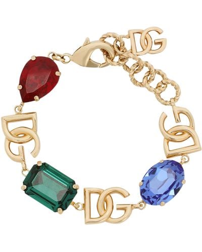 Dolce & Gabbana Armband mit Logo und Strasssteinen - Blau