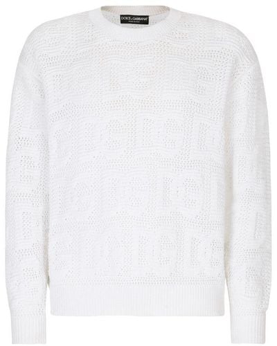 Dolce & Gabbana Cotton Jacquard Sweater - White