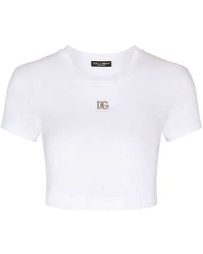 Dolce & Gabbana Logo Crop T-shirt - White