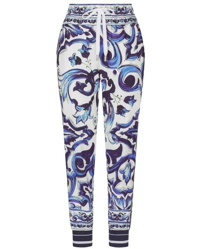Dolce & Gabbana Majolica-Print Cady Jogging Pants - Blue