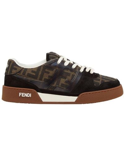 Fendi Match Suede & Jacquard Low-top Sneakers - Black