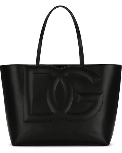 Dolce & Gabbana Cabas moyen format en cuir de veau à Logo - Noir