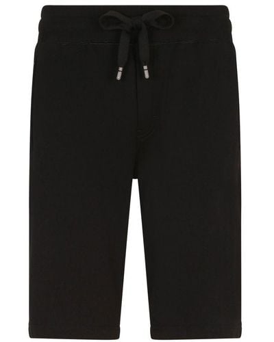 Dolce & Gabbana Jersey Jogging Shorts With Logo Tag - Black