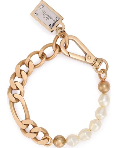 Dolce & Gabbana Bracelet à plaque logo - Métallisé