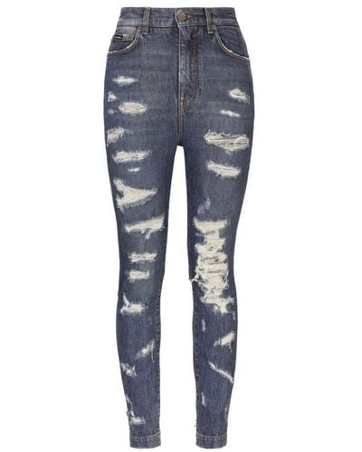 Dolce & Gabbana Skinny-fit Jeans With Rips - Blue
