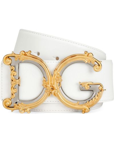 Dolce & Gabbana Ceinture en cuir de veau avec logo - Métallisé