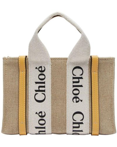 Chloé Woody Mini Tote Bag - Natural