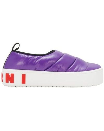 Marni Paw Slip-on Sneaker In Quilted Nylon - Purple