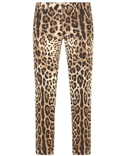 Dolce & Gabbana Leopard-Print Stretch Cotton Trousers - Black