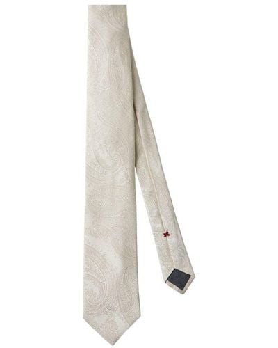 Brunello Cucinelli Silk Necktie - White