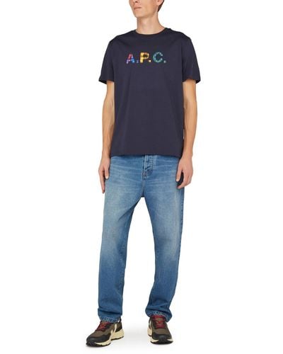 A.P.C. T-shirt à manches courtes avec logo Derek - Bleu