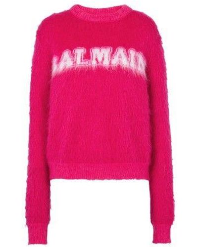 Balmain Logo Mohair Sweater - Pink