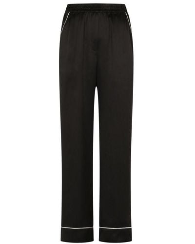 Dolce & Gabbana Satin Pajama Pants With Piping - Black