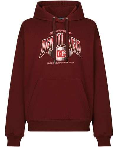 Dolce & Gabbana Sweat à capuche en jersey à imprimé logo - Rouge