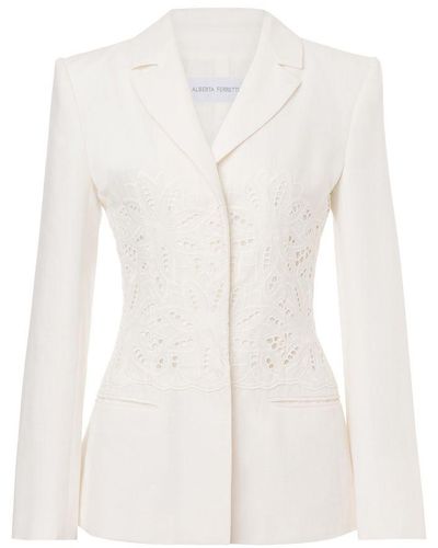 Alberta Ferretti Cotton And Linen Jacket With Embroidery - White