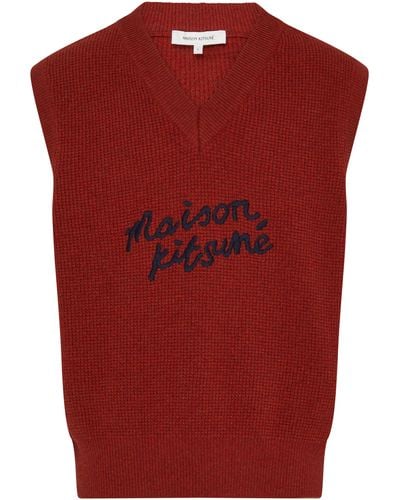 Maison Kitsuné Oversize-Weste mit Logo - Rot