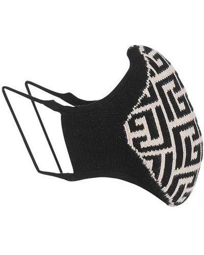 Balmain Masque en coton à monogramme - Noir