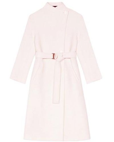 Maje Mid-length Coat With Tie Fastening - Pink