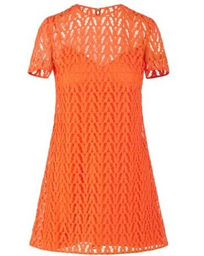 Valentino Garavani Logo-knit Mini Dress - Orange