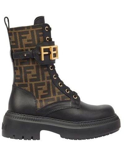Fendi Combat Boots Graphy - Brown