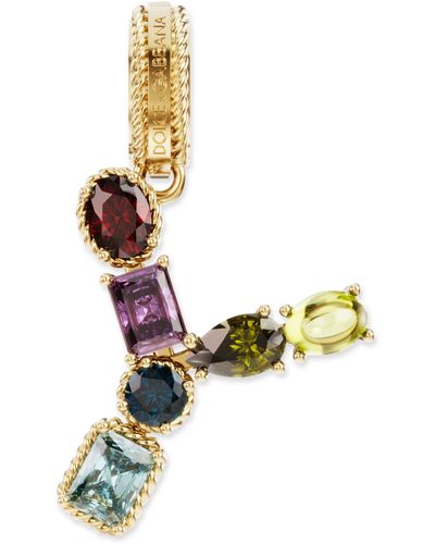 Dolce & Gabbana Anhänger Rainbow Alphabet Y aus 18 kt Gelbgold mit mehrfarbigen Edelsteinen - Mettallic