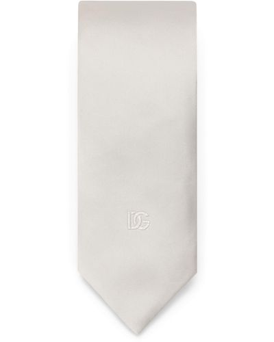 Dolce & Gabbana Seidenkrawatte mit DG-Logo - Weiß