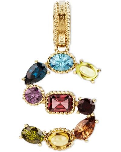 Dolce & Gabbana Anhänger Rainbow Alphabet S aus 18 kt Gelbgold mit mehrfarbigen Edelsteinen - Mettallic