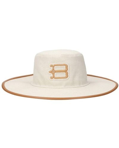 Borsalino Hat With A Leather-trimmed Visor - White