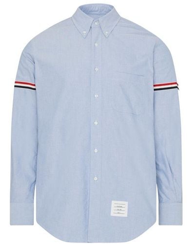 Thom Browne Classic Long Sleeve Shirt In Cotton - Blue